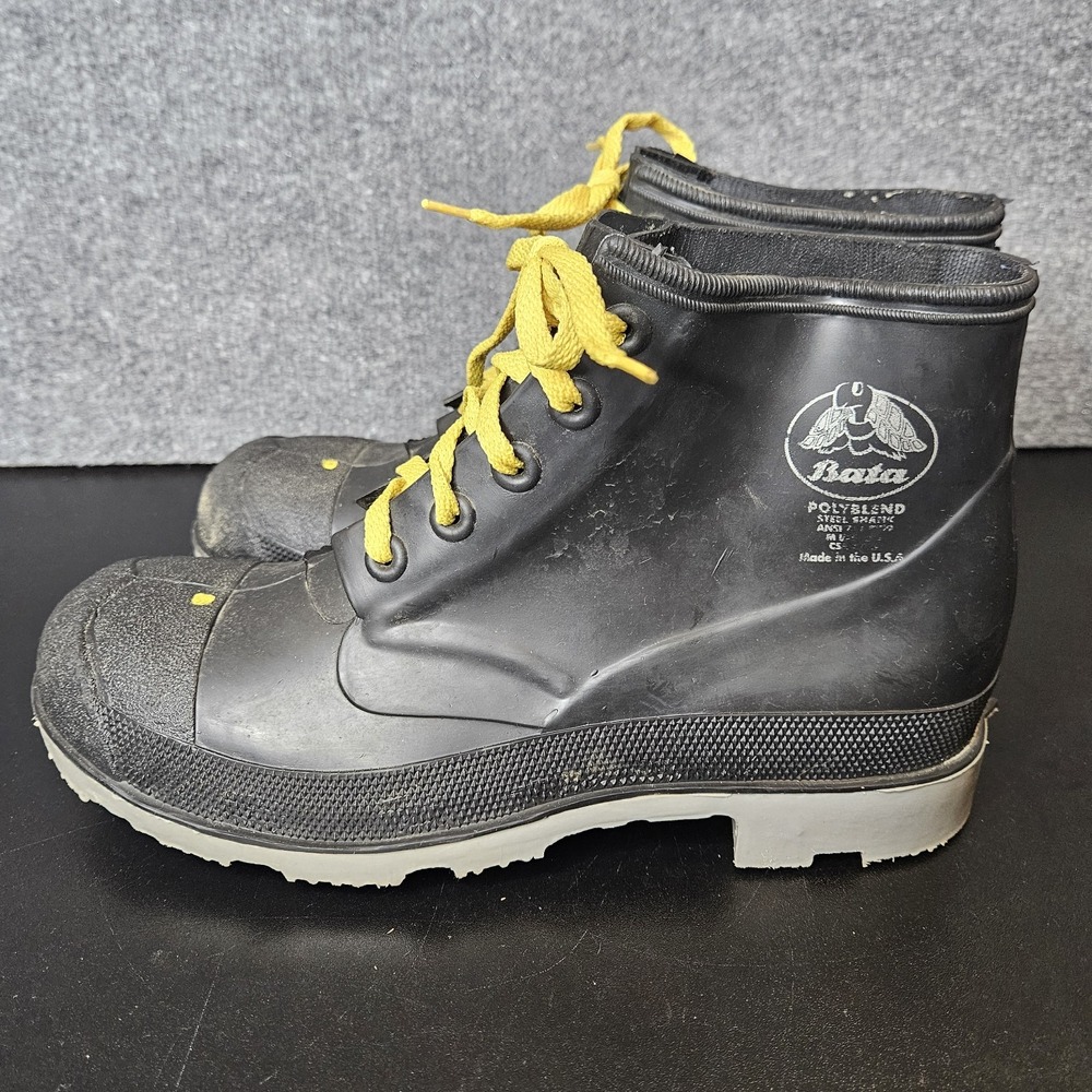 Bata Steel Shank Rubber Boots ANSI Z41 PT99 Lace Up Black Size 10 Made In‎ USA